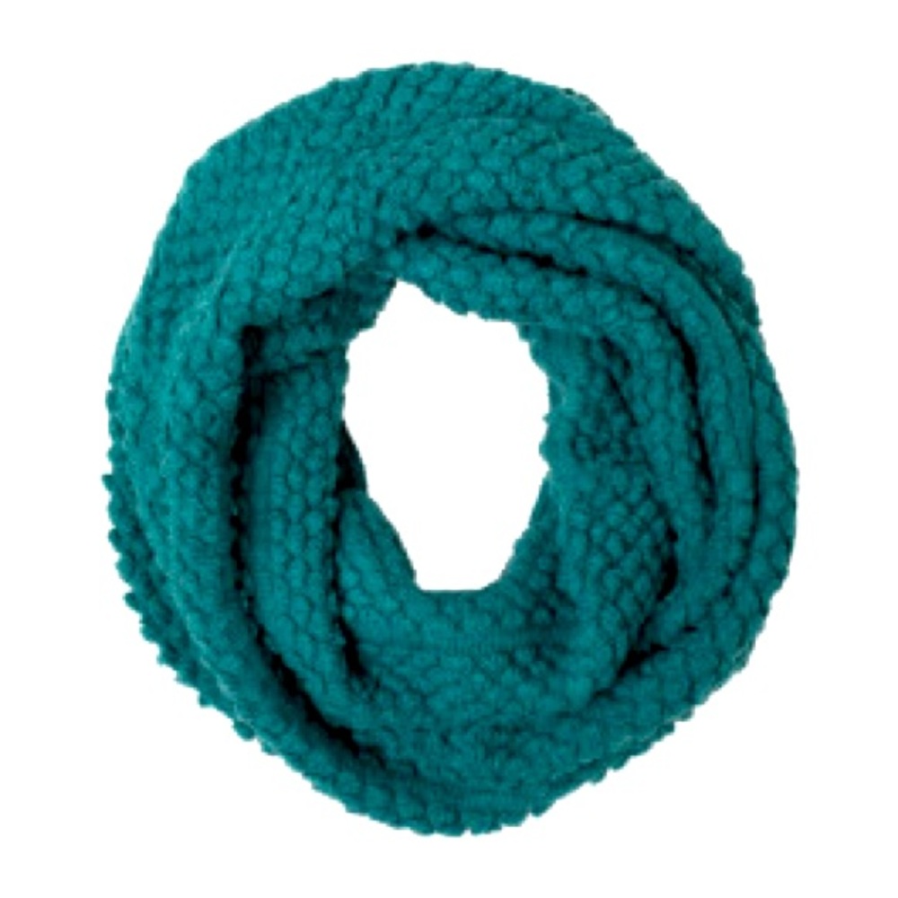 Prana Viola teal aqua green popcorn stitch knit soft circle infinity scarf EUC